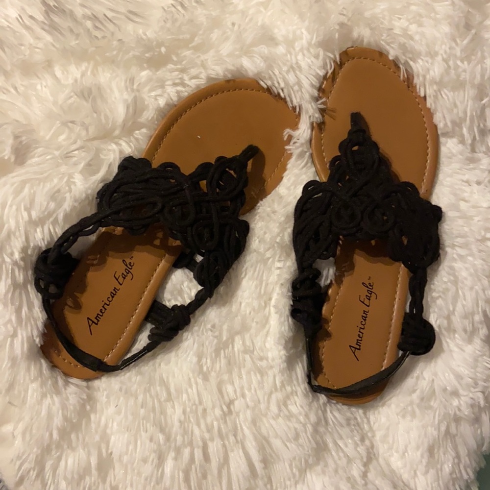 american eagle black sandal